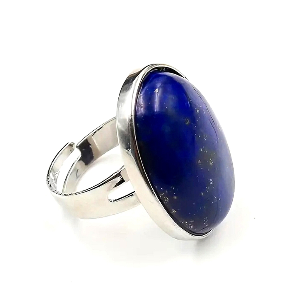 Natural Oval Lapis Lazuli Simple Statement Ring